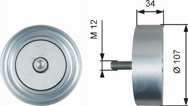 GATES T36515 - Паразитний / провідний ролик, поліклиновий ремінь autocars.com.ua