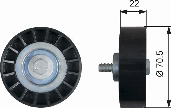 GATES T36607 - Паразитний / провідний ролик, поліклиновий ремінь autocars.com.ua