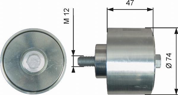 GATES T36637 - Паразитний / провідний ролик, поліклиновий ремінь autocars.com.ua