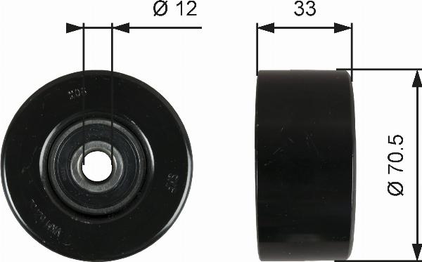 GATES T36762 - Паразитний / провідний ролик, поліклиновий ремінь autocars.com.ua