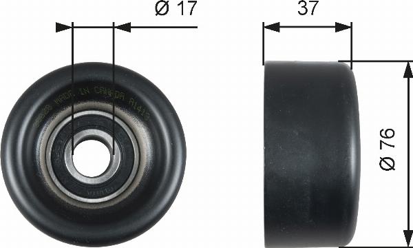 GATES T38028 - Паразитний / провідний ролик, поліклиновий ремінь autocars.com.ua