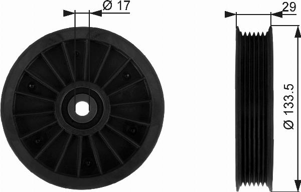GATES T38034 - Паразитний / провідний ролик, поліклиновий ремінь autocars.com.ua