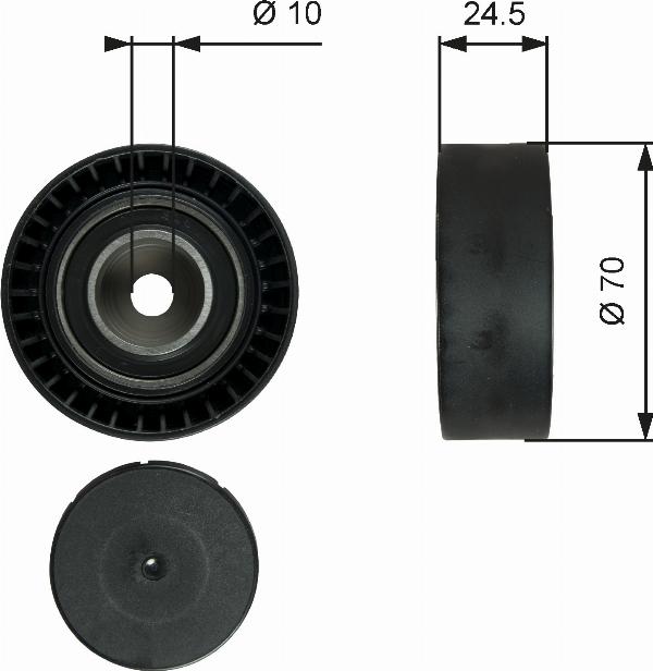 GATES T38071 - Паразитний / провідний ролик, поліклиновий ремінь autocars.com.ua