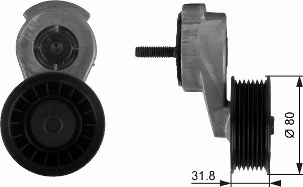 GATES T38116 - Натягувач ременя, клинові зуб. autocars.com.ua