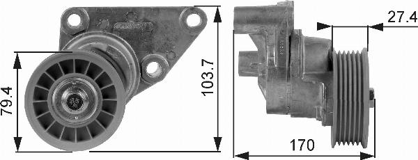 GATES T38158 - Натягувач ременя, клинові зуб. autocars.com.ua