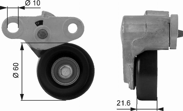 GATES T38159 - Натягувач ременя, клинові зуб. autocars.com.ua