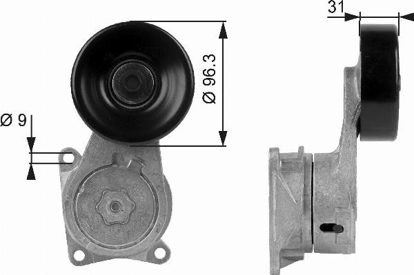 GATES T38170 - Натягувач ременя, клинові зуб. autocars.com.ua