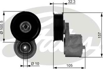 Gates T38245 - Натягувач ременя, клинові зуб. autocars.com.ua