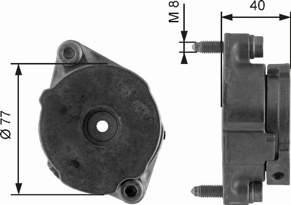 GATES T38345 - Натягувач ременя, клинові зуб. autocars.com.ua