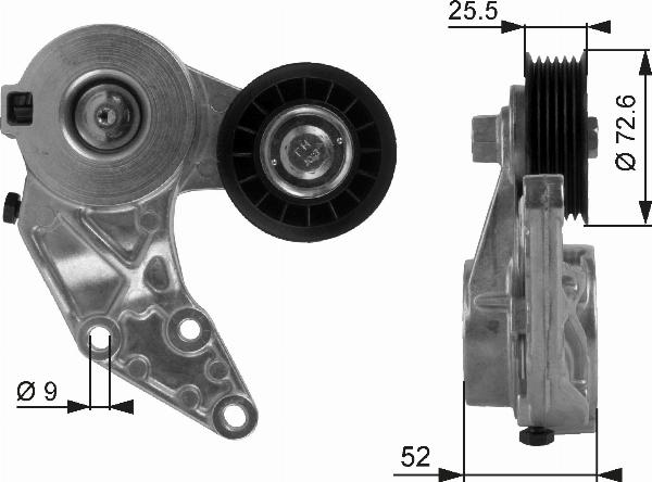 GATES T38377 - Натягувач ременя, клинові зуб. autocars.com.ua