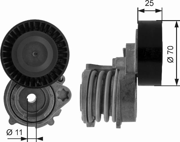GATES T38384 - Натягувач ременя, клинові зуб. autocars.com.ua