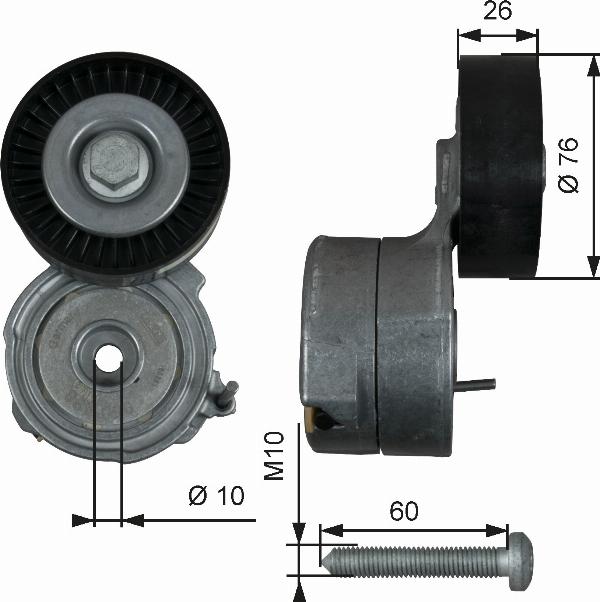 GATES T38423 - Натягувач ременя, клинові зуб. autocars.com.ua