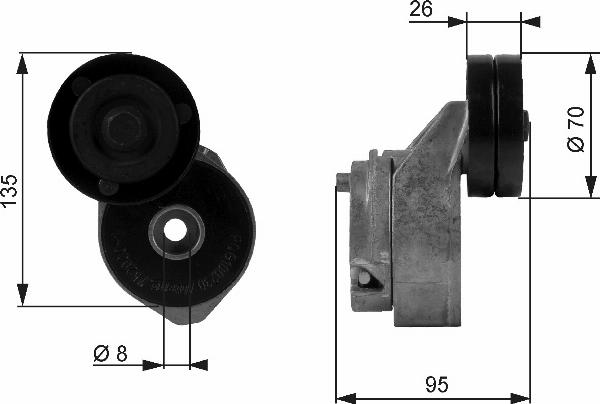 GATES T38430 - Натягувач ременя, клинові зуб. autocars.com.ua