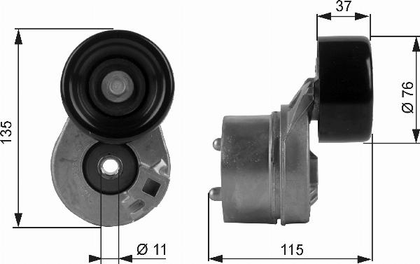 GATES T38431 - Натягувач ременя, клинові зуб. autocars.com.ua