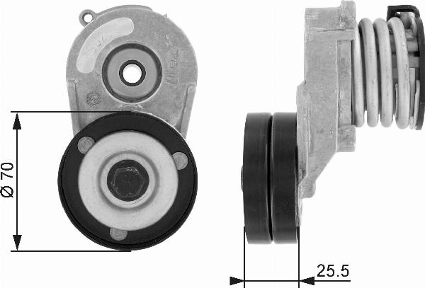 GATES T38432 - Натягувач ременя, клинові зуб. autocars.com.ua
