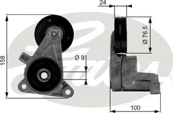 Gates T38437 - Натягувач ременя, клинові зуб. autocars.com.ua