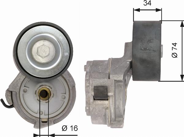 GATES T38559 - Натягувач ременя, клинові зуб. autocars.com.ua
