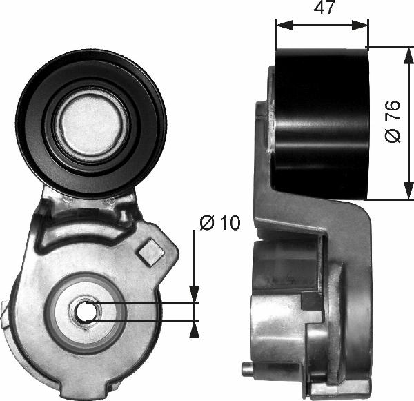 GATES T38566 - Натягувач ременя, клинові зуб. autocars.com.ua