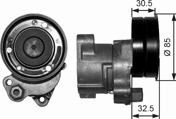 GATES T38572 - Натягувач ременя, клинові зуб. autocars.com.ua