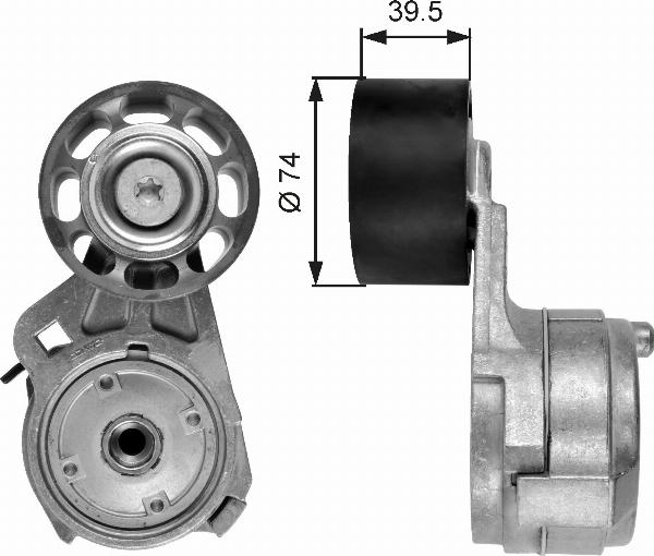 GATES T38582 - Натягувач ременя, клинові зуб. autocars.com.ua