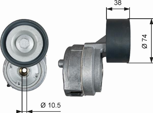 GATES T38600 - Натягувач ременя, клинові зуб. autocars.com.ua