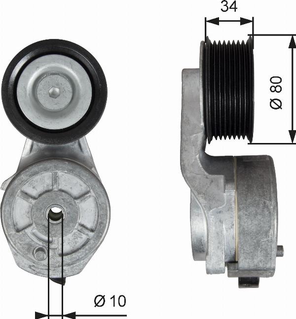GATES T38704 - Натягувач ременя, клинові зуб. autocars.com.ua