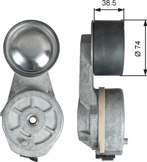 GATES T38713 - Натягувач ременя, клинові зуб. autocars.com.ua