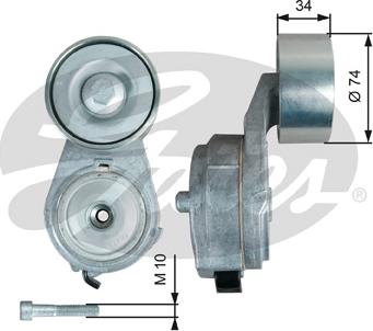 Gates T38725 - Натягувач ременя, клинові зуб. autocars.com.ua