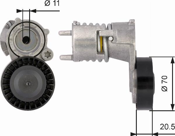 GATES T39117 - Натягувач ременя, клинові зуб. autocars.com.ua