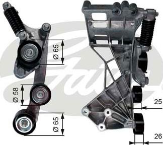 Gates T39136 - Натягувач ременя, клинові зуб. autocars.com.ua