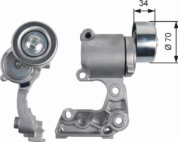 GATES T39140 - Натягувач ременя, клинові зуб. autocars.com.ua