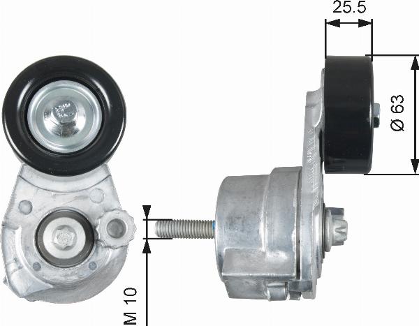 GATES T39160 - Натягувач ременя, клинові зуб. autocars.com.ua