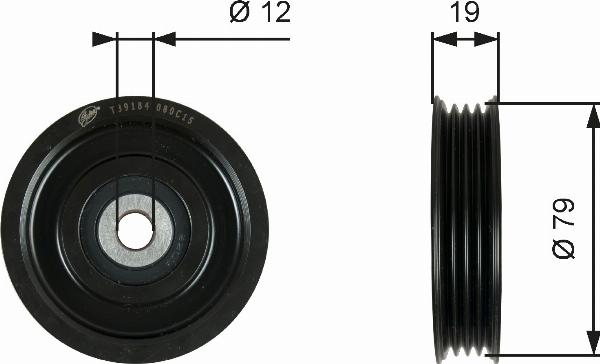 GATES T39184 - Паразитний / провідний ролик, поліклиновий ремінь autocars.com.ua