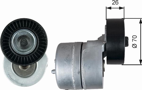 GATES T39353 - Натягувач ременя, клинові зуб. autocars.com.ua