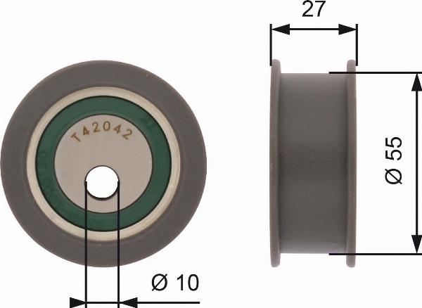 GATES T42042A - Натяжна ролик, ремінь ГРМ autocars.com.ua