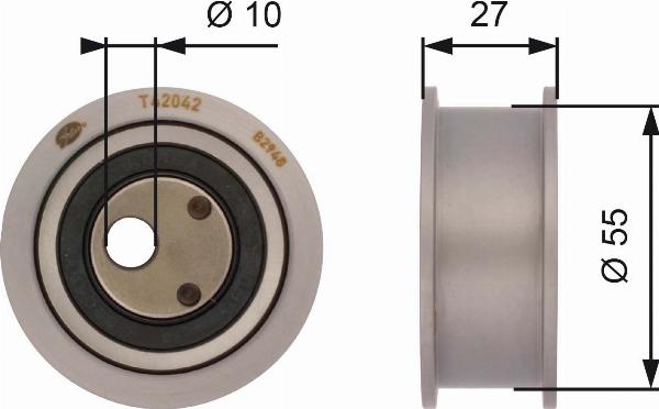 GATES T42042 - Натяжна ролик, ремінь ГРМ autocars.com.ua