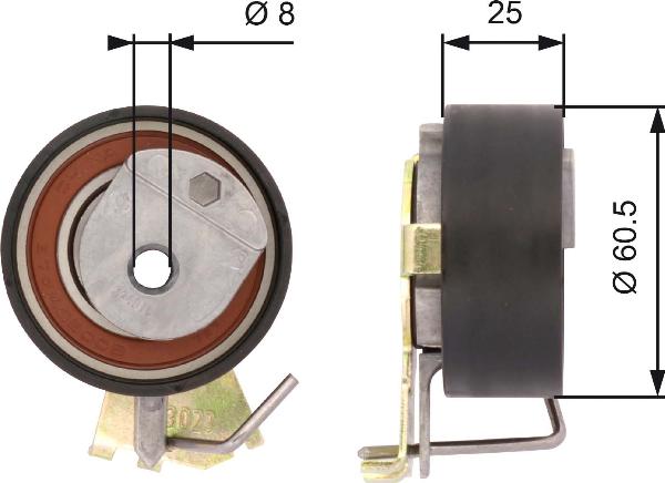 GATES T43023 - Натяжна ролик, ремінь ГРМ autocars.com.ua