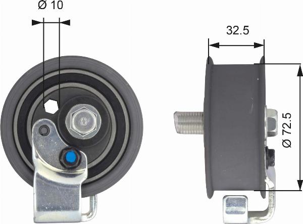 GATES T43065 - Натяжна ролик, ремінь ГРМ autocars.com.ua