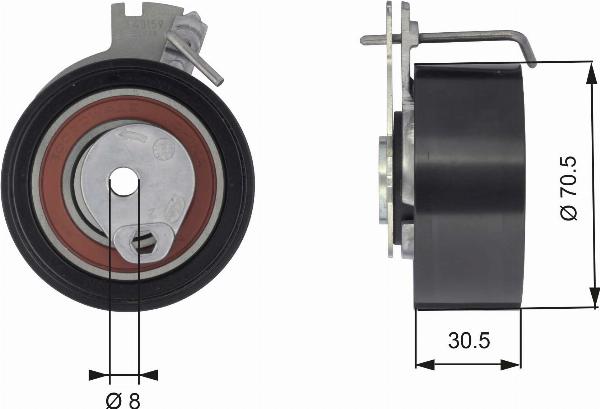 GATES T43159 - Натяжна ролик, ремінь ГРМ autocars.com.ua