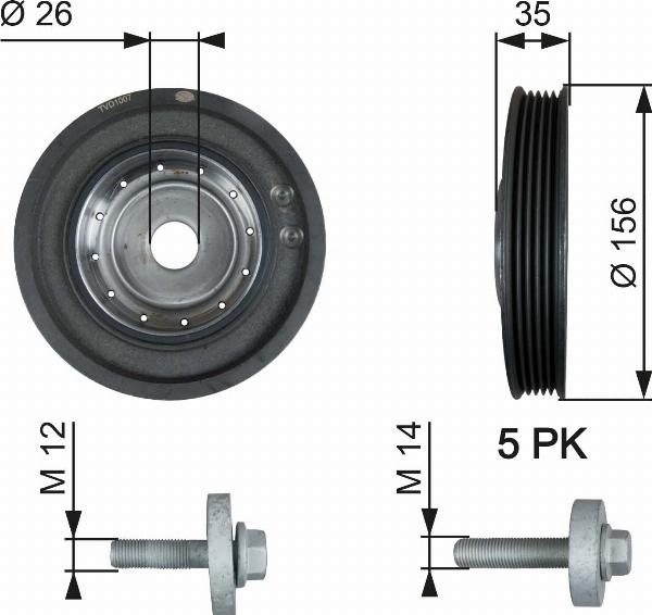 GATES TVD1007A - Ремінний шків, колінчастий вал autocars.com.ua