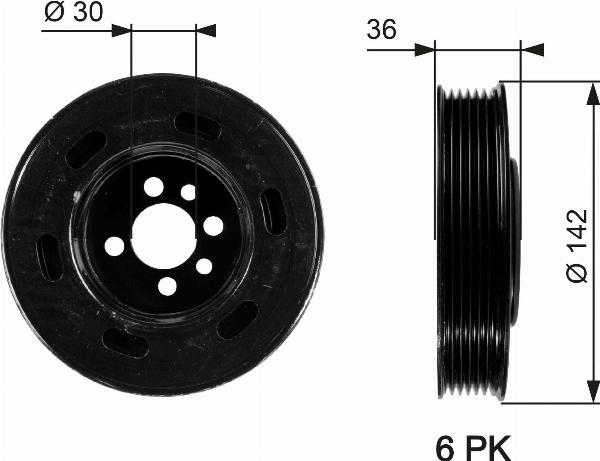 GATES TVD1009 - Ремінний шків, колінчастий вал autocars.com.ua