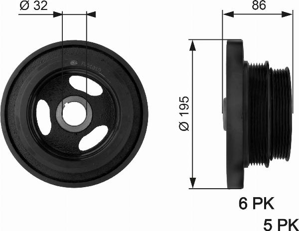 GATES TVD1019 - Ремінний шків, колінчастий вал autocars.com.ua