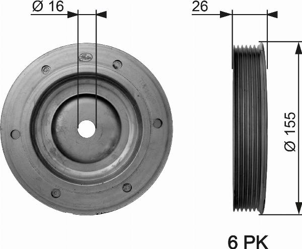 GATES TVD1020 - Ремінний шків, колінчастий вал autocars.com.ua