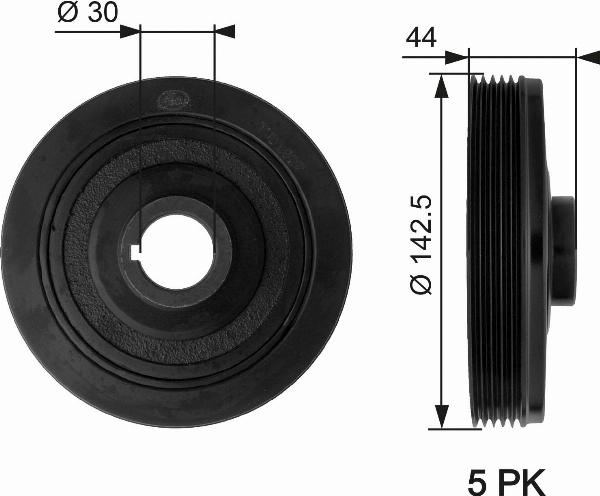 GATES TVD1027 - Ремінний шків, колінчастий вал autocars.com.ua