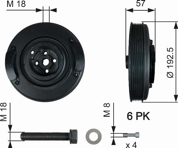 GATES TVD1033A - Ремінний шків, колінчастий вал autocars.com.ua