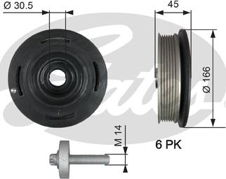 Gates TVD1041A - Шкив коленчатого вала avtokuzovplus.com.ua