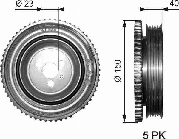 GATES TVD1052 - Ремінний шків, колінчастий вал autocars.com.ua