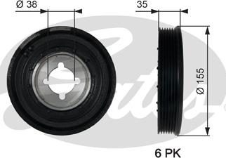 Gates TVD1085 - Ремінний шків, колінчастий вал autocars.com.ua