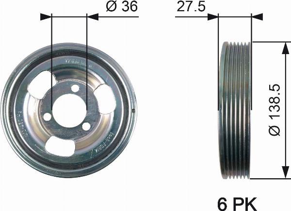 GATES TVD1117 - Ремінний шків, колінчастий вал autocars.com.ua