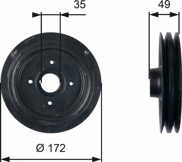 GATES TVD1123 - Ремінний шків, колінчастий вал autocars.com.ua